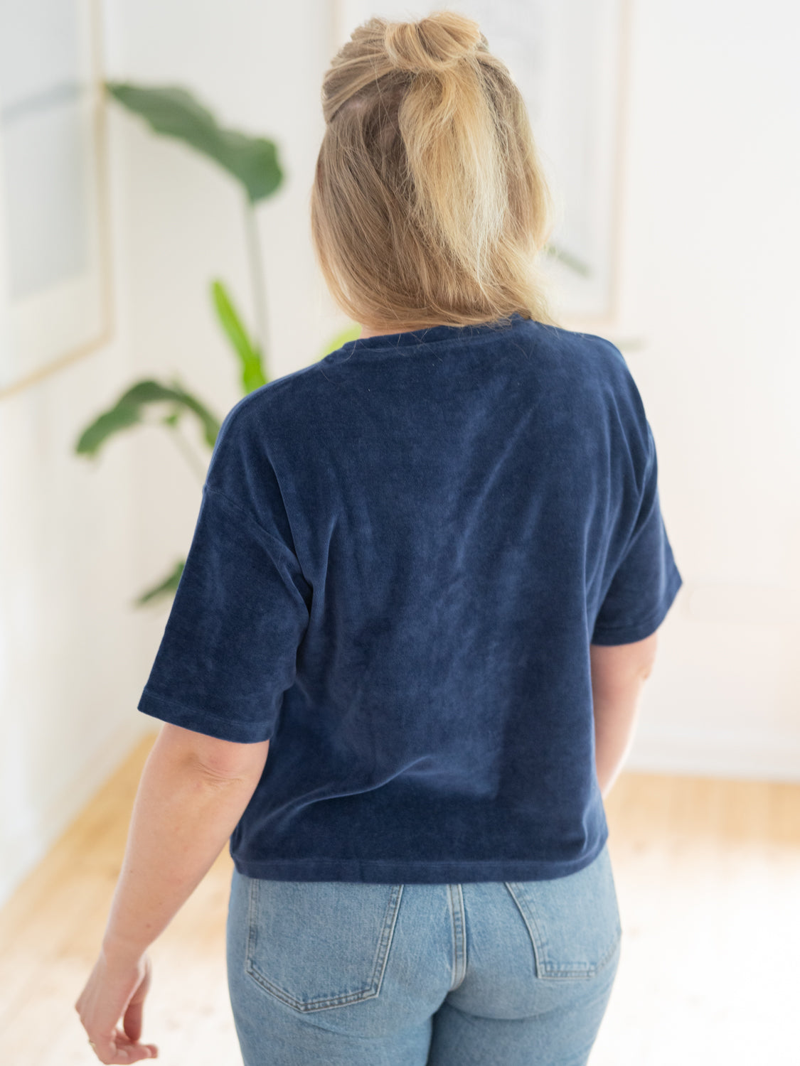 Fair Fashion FUXBAU Frauen Samt T-Shirt in navy aus 100% extra weicher GOTS zertifizierter Biobaumwolle