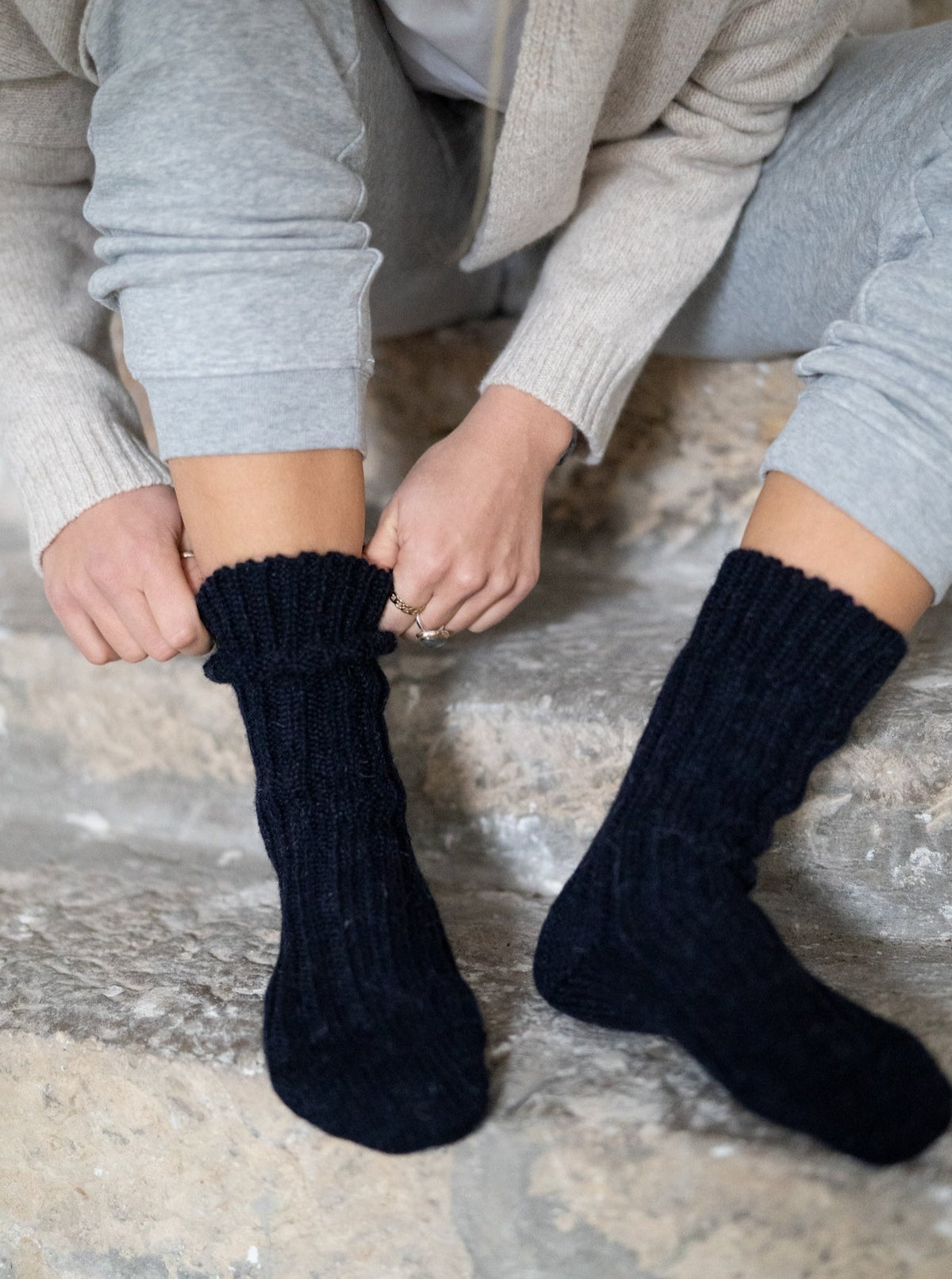 Detailansicht Wollsocken in navy aus Schurwolle