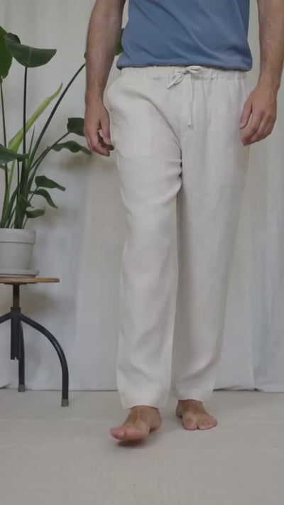 Männer Leinenhose in cremeweiß - Made in Europe und 100% Leinen