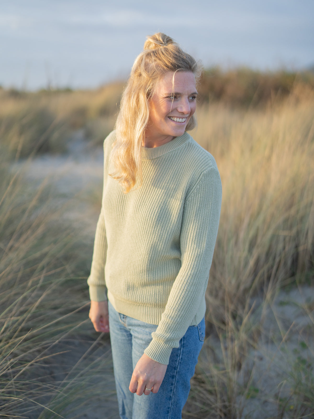 FUXBAU Fair Fashion 4Seasons Strickpullover in mint aus Biobaumwolle Made in Italy.