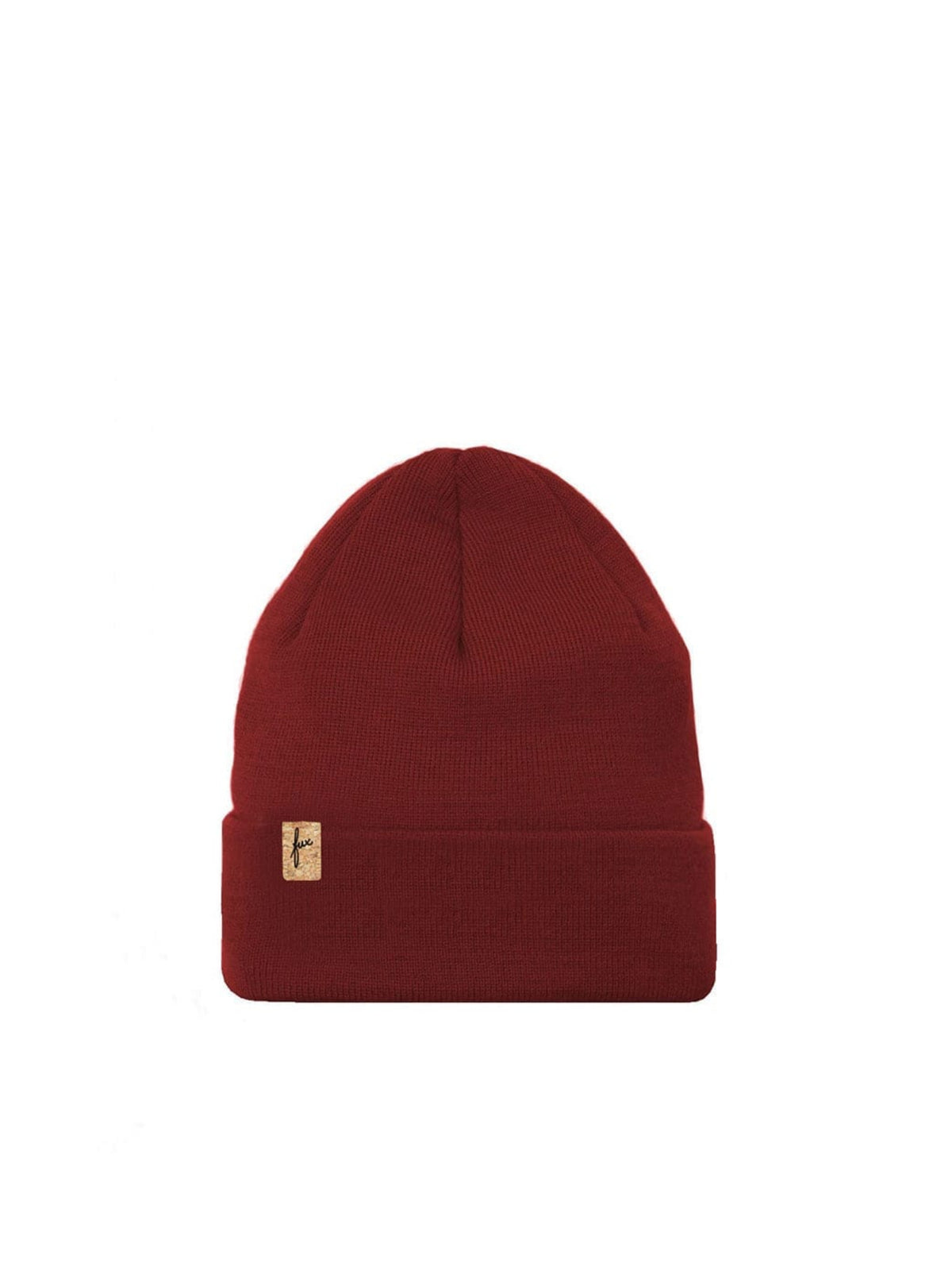 FUXBAU Kinder Merino Kork Beanie in kirsch, Made in Germany, 100% Merinowolle